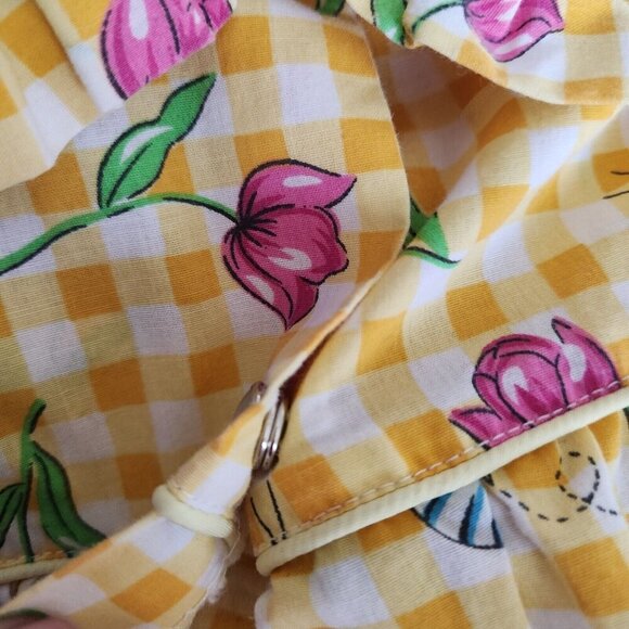 Moon Dance Housecoat‎ MuuMuu Dress Women's 2X XXL Floral Gingham Yellow Plaid - Picture 10 of 11